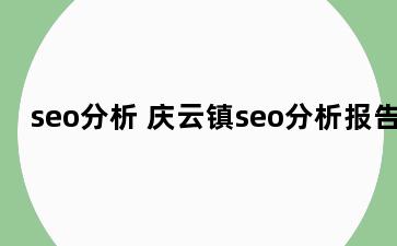 seo分析 庆云镇seo分析报告